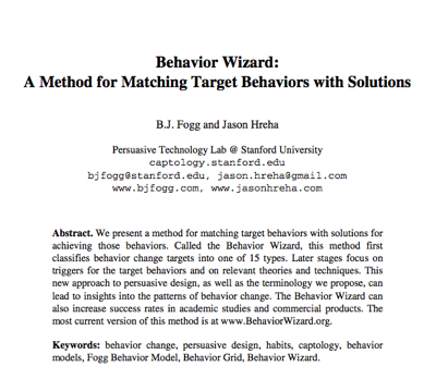 behavior wizard method for matching paper