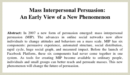 Abstract for Mass Interpersonal Persuasion paper