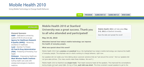 mobile health 2010 website screenshot